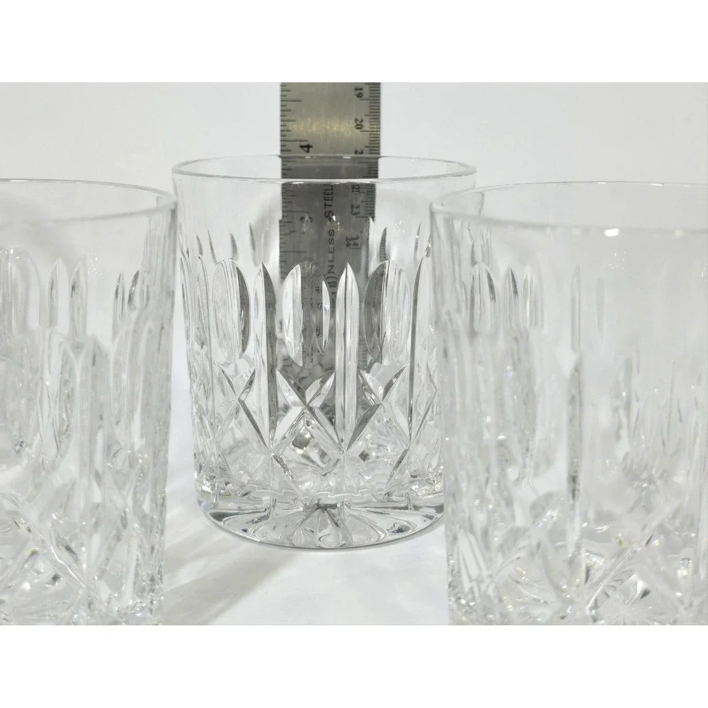 Vintage Lausitzer Cut Crystal Germany LA7 Old Fashioned Whiskey Glasses Set of 4